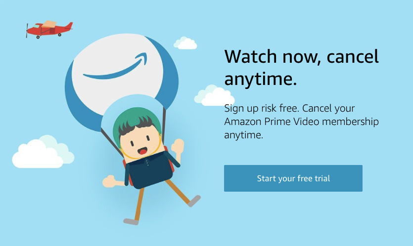 Low Risk Call To Action - Free Trial example by Amazon Prime Free Trial - a Low Risk Call To Action