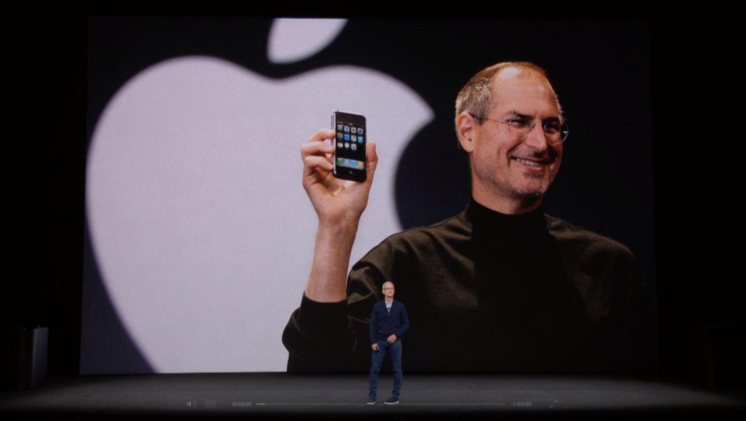 The 2017 Apple launch presentation of the iPhone X, iPhone 8 and iPhone 8 Plus, at the Steve Jobs Theatre.